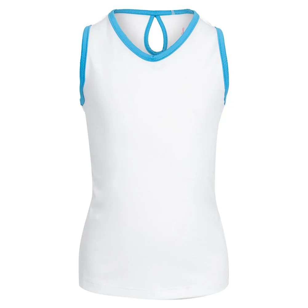 Girl's Keyhole Back Tennis Tank White