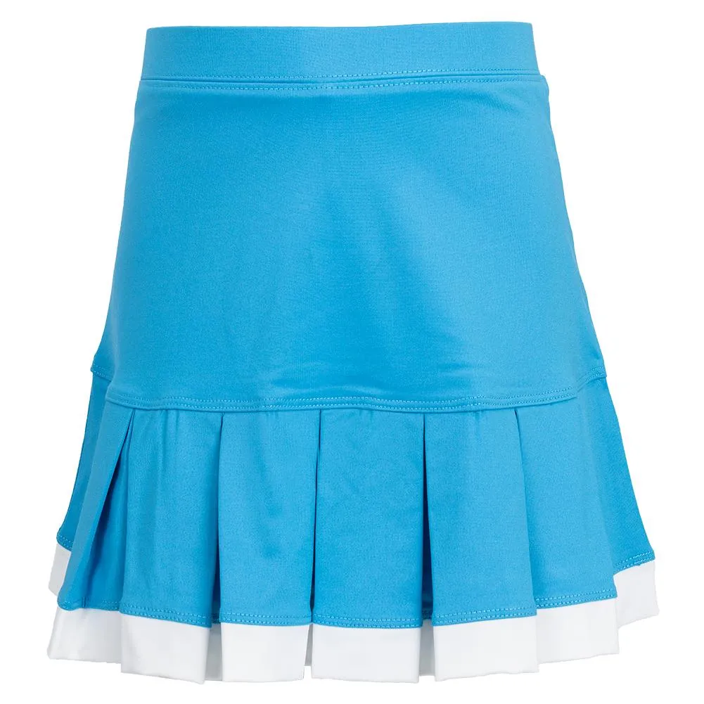 Girl's Pleat Tennis Skort with Trim Aqua