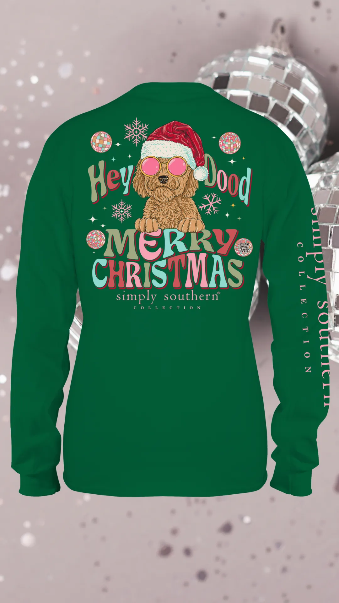 'Hey Dood' Christmas Pup Long Sleeve Tee by Simply Southern