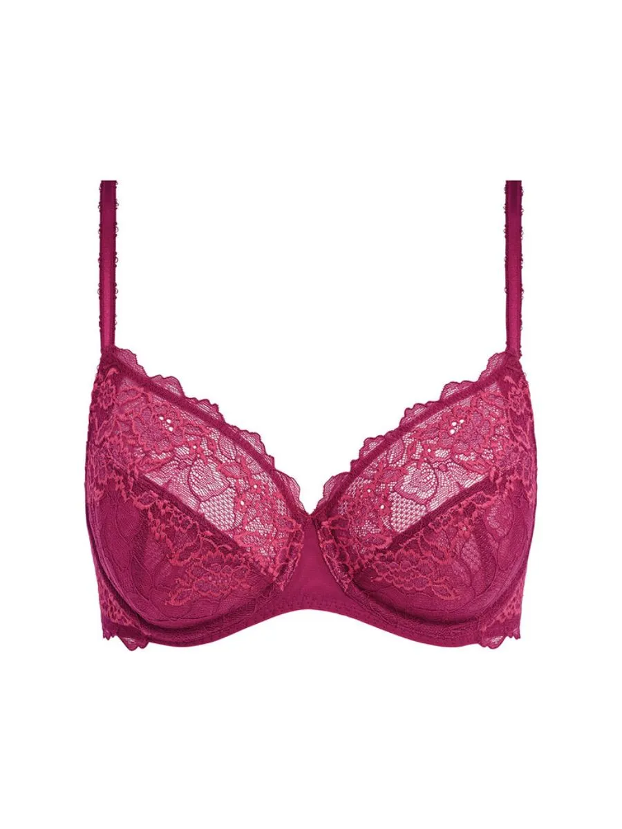 Lace Perfection Average Wire Bra - Red Plum