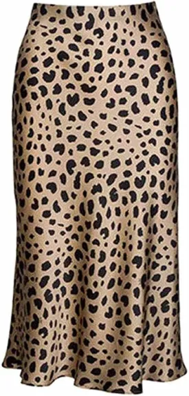 Leopard Skirt for Women Midi Length