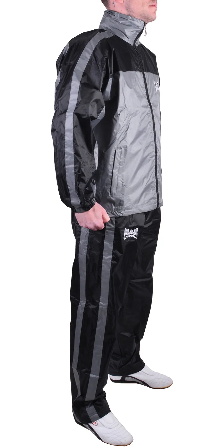 MAR-369A | Grey   Black Tracksuit (Sauna Suit/Sweatsuit)