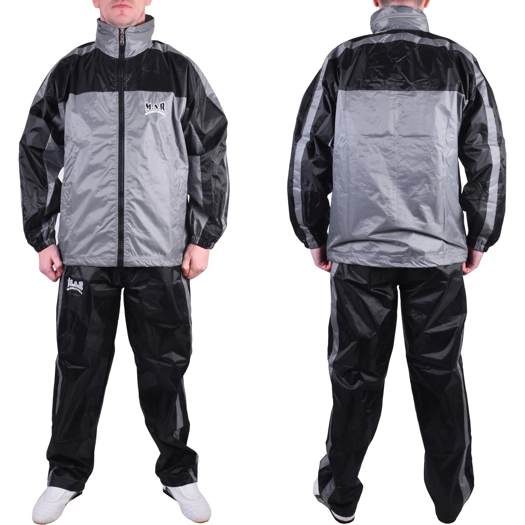 MAR-369A | Grey   Black Tracksuit (Sauna Suit/Sweatsuit)