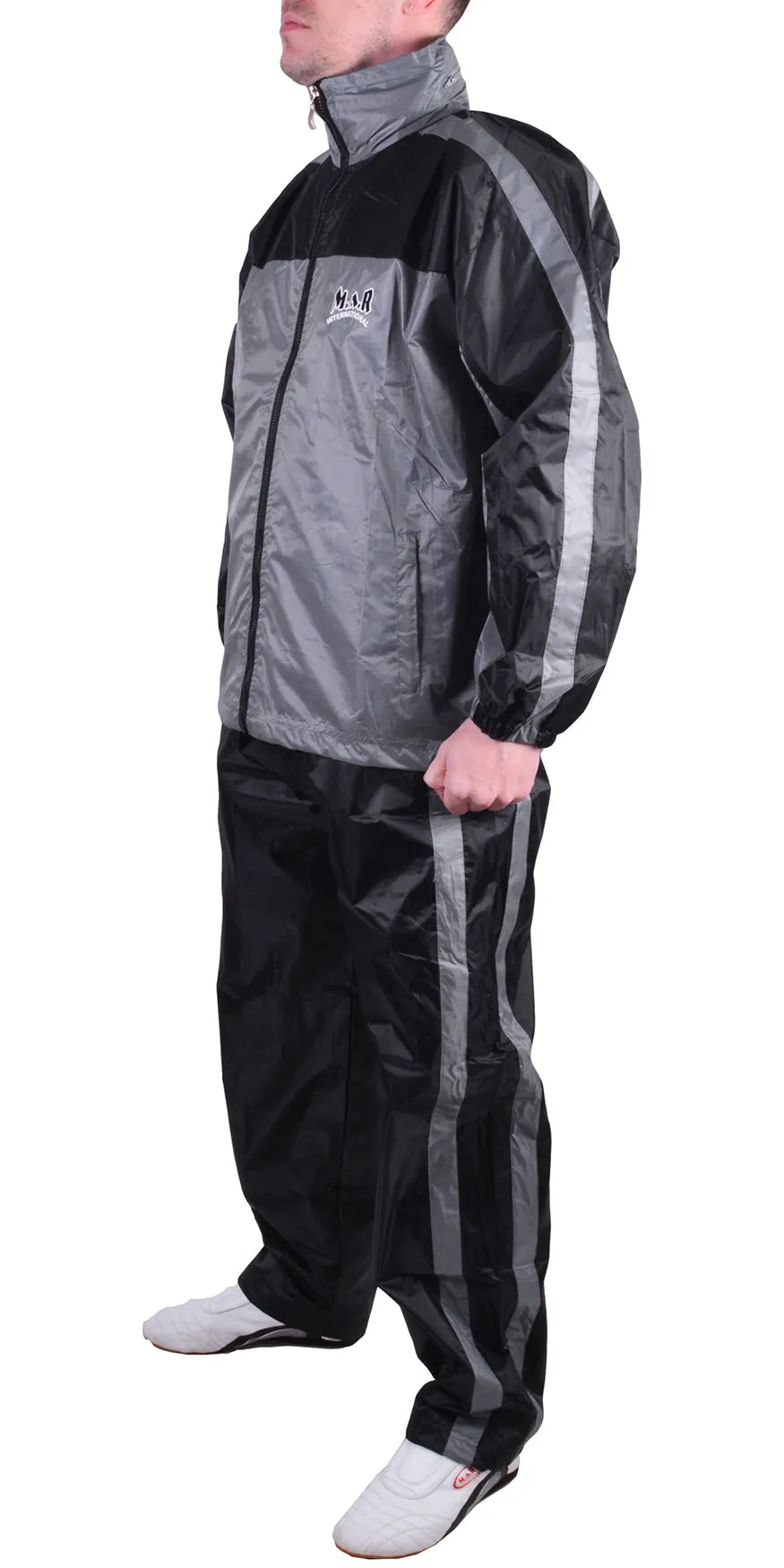 MAR-369A | Grey   Black Tracksuit (Sauna Suit/Sweatsuit)