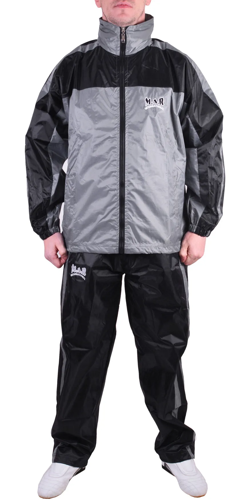 MAR-369A | Grey   Black Tracksuit (Sauna Suit/Sweatsuit)