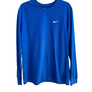 Nike Mens Blue Dri-Fit Athletic Cut Stretch Long Sleeve Workout Athleisure Shirt