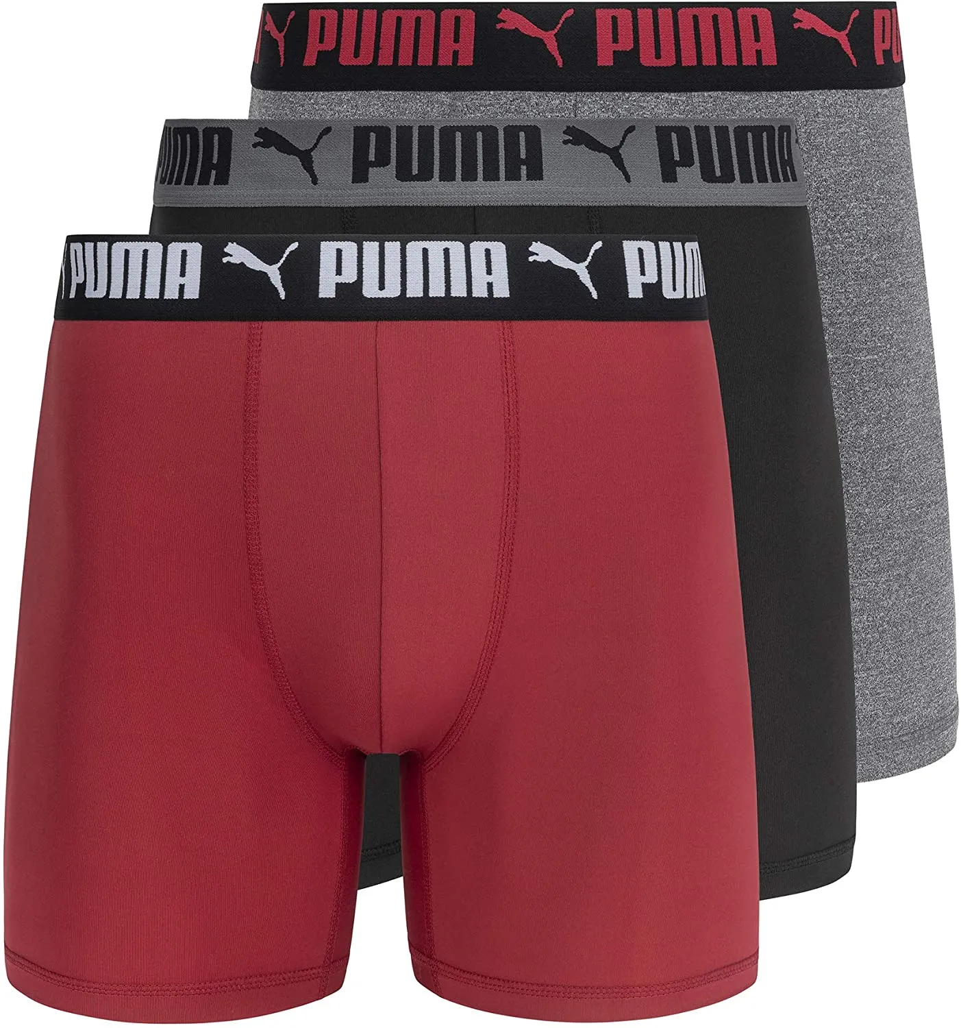 PUMA Men's 3-Pack Athletic Fit Boxer Briefs