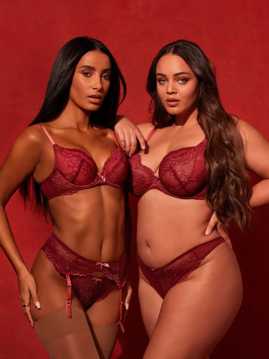 Padded Cranberry/Raspberry Sorbet Superboost Lace Plunge Bra