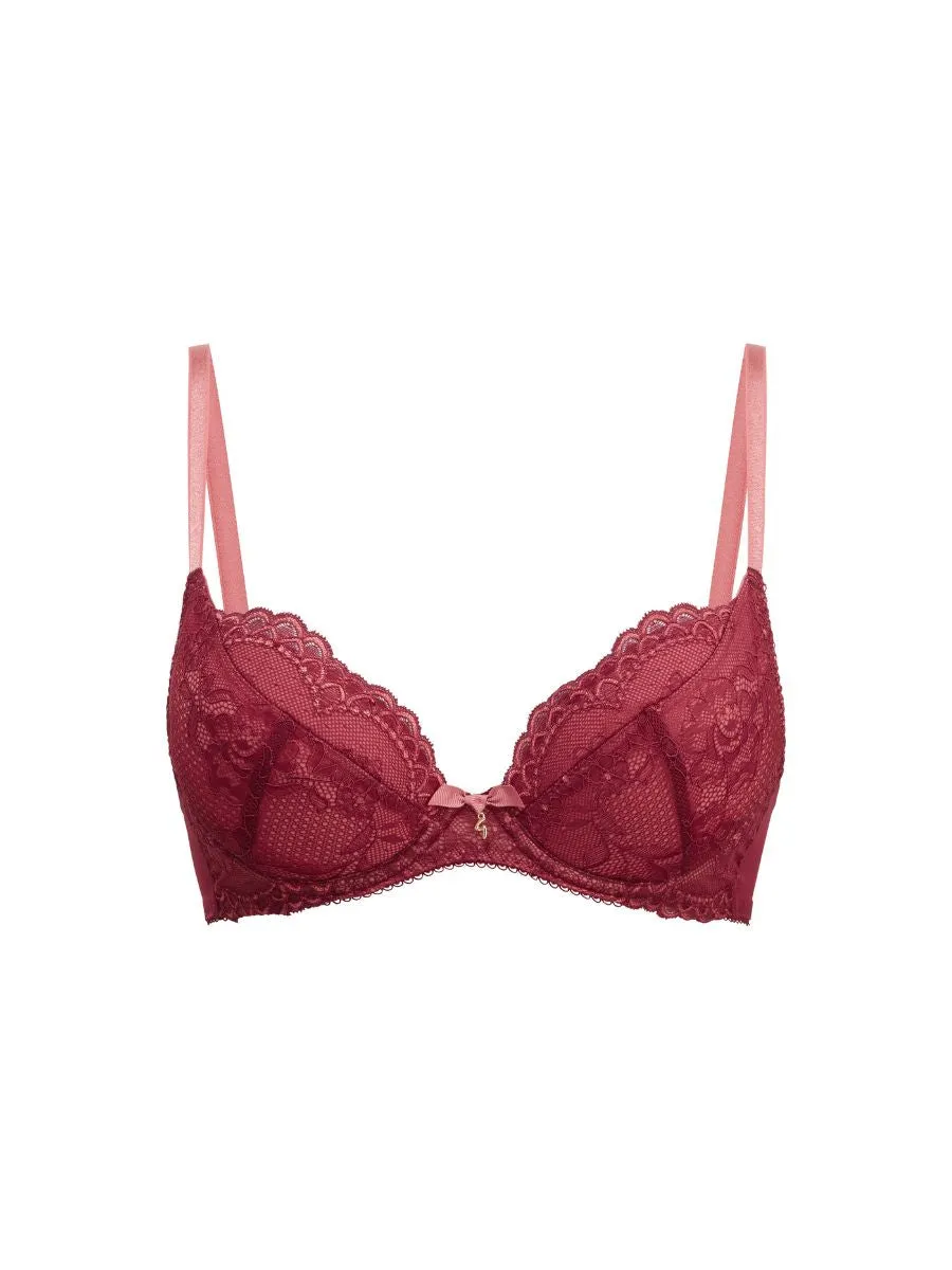 Padded Cranberry/Raspberry Sorbet Superboost Lace Plunge Bra