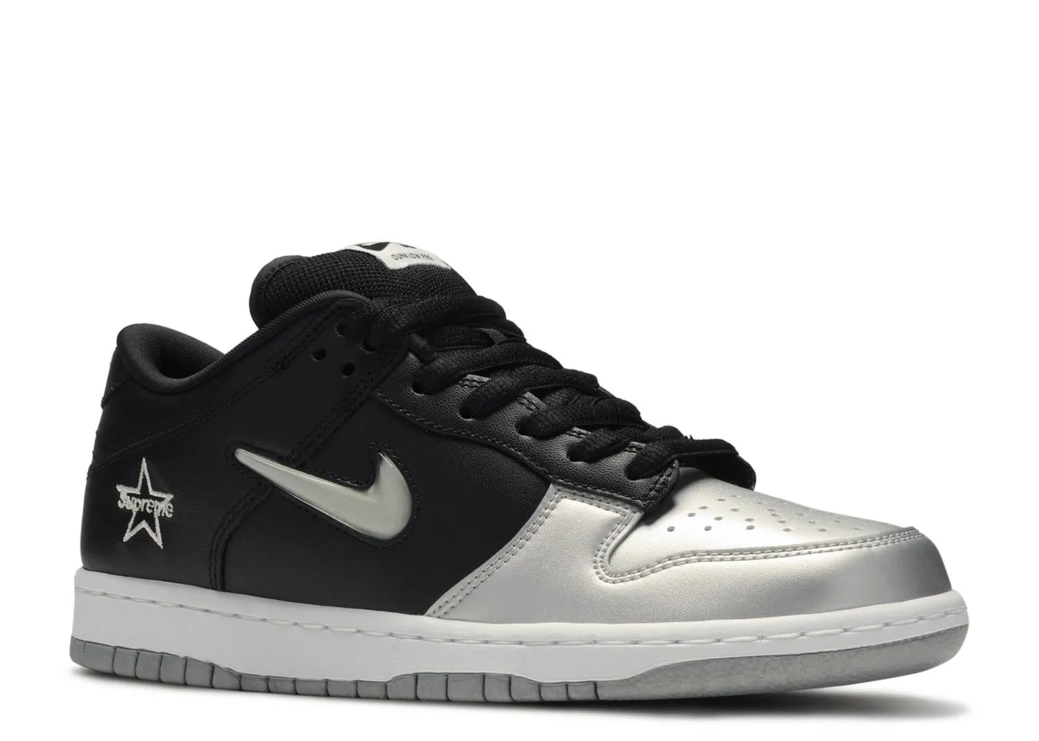 SUPREME x Nike Dunk SB Low QS "Metallic Silver" Jewel Swoosh CK3480 001