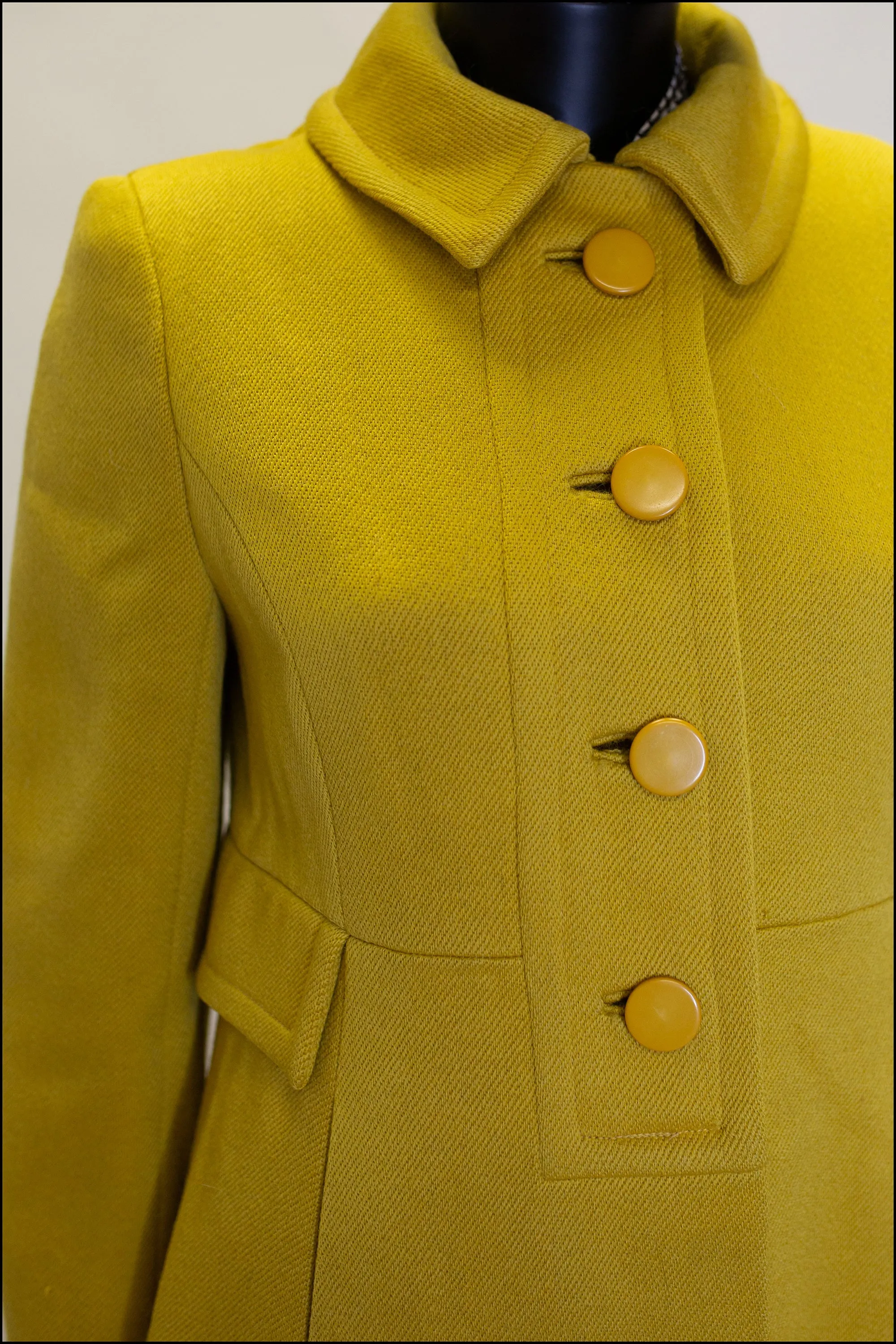 Vintage 1960s Yellow Wool Coat Suit