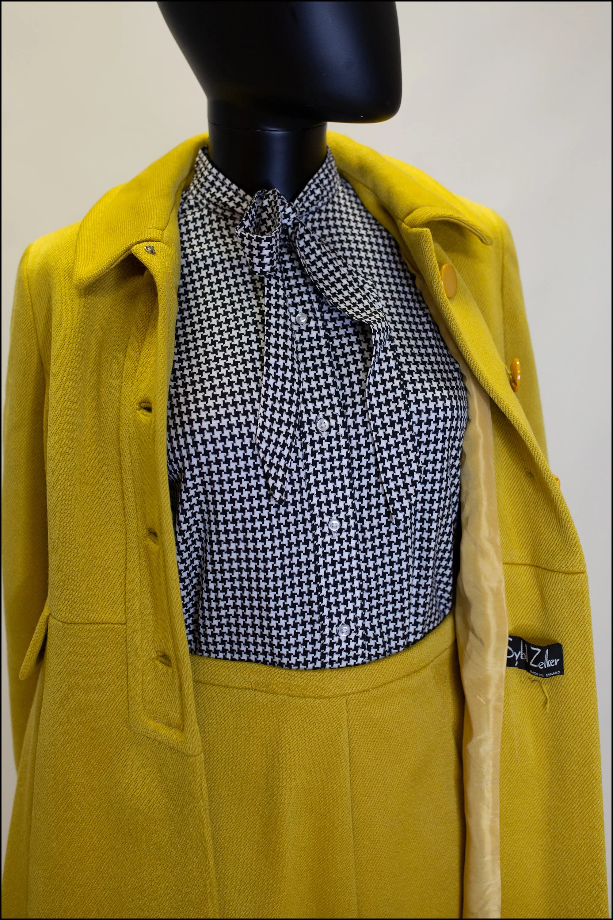 Vintage 1960s Yellow Wool Coat Suit