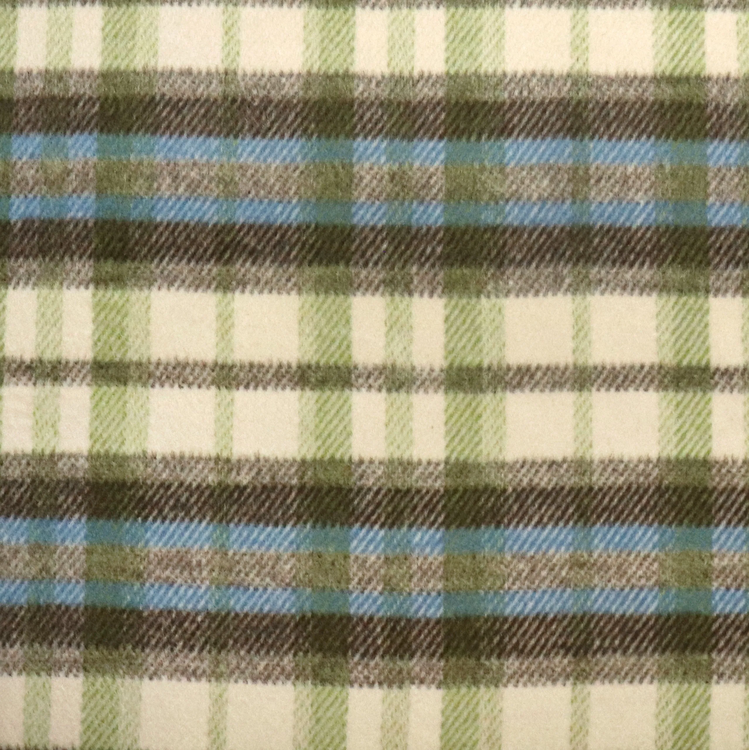 Yarn Dyed Wool Blend Coating - Green   Blue Check - END OF BOLT 47cm